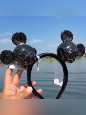 Disney Black Glitter Mouse Ear Headband for Kids